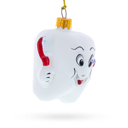 Smiling Tooth with Toothbrush & Toothpaste Dental Glass Christmas Ornament