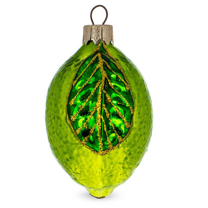 Lime with Shiny Leaf Glass Christmas Ornament BestPysanky