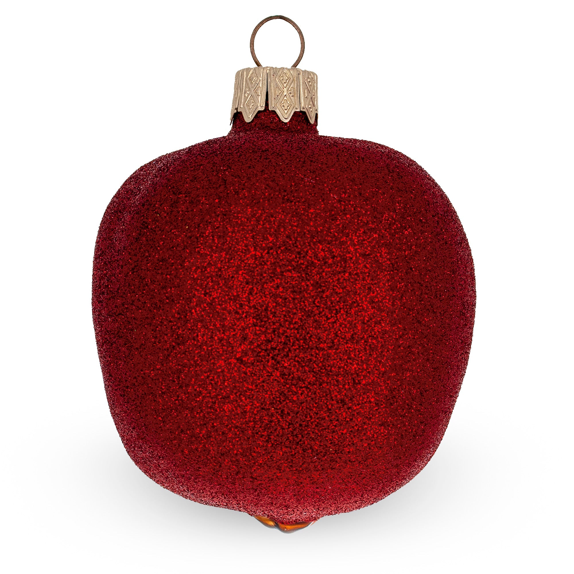 Red Apple with Green Leaf Glass Christmas Ornament
