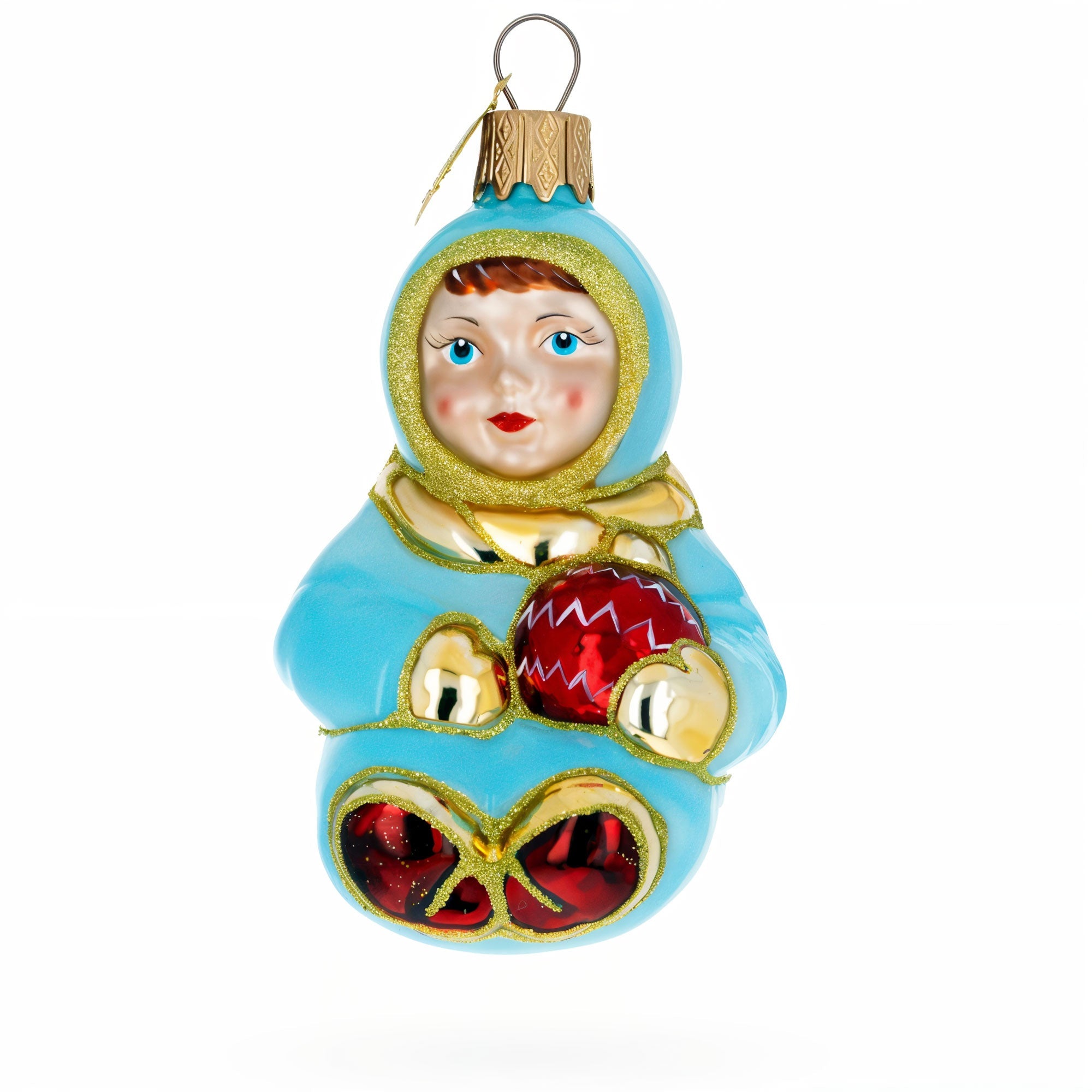 Toddler Boy in Blue Glass Christmas Ornament BestPysanky