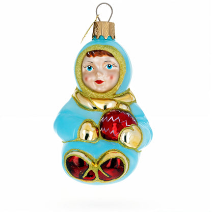 Toddler Boy in Blue Glass Christmas Ornament BestPysanky