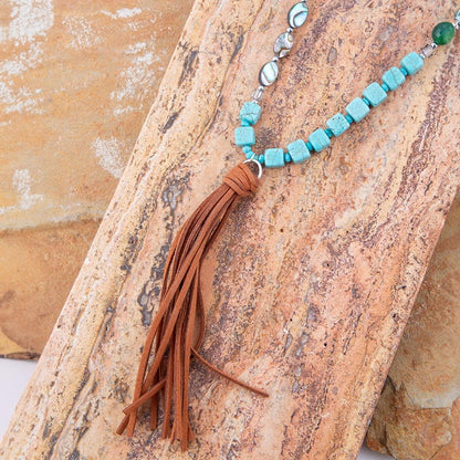 Abalone and Magnesite Tassel Necklace Barse Jewelry