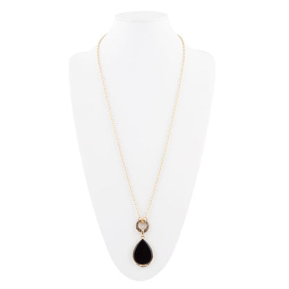 Abby Black Onyx Golden Bronze Drop Necklace Barse Jewelry