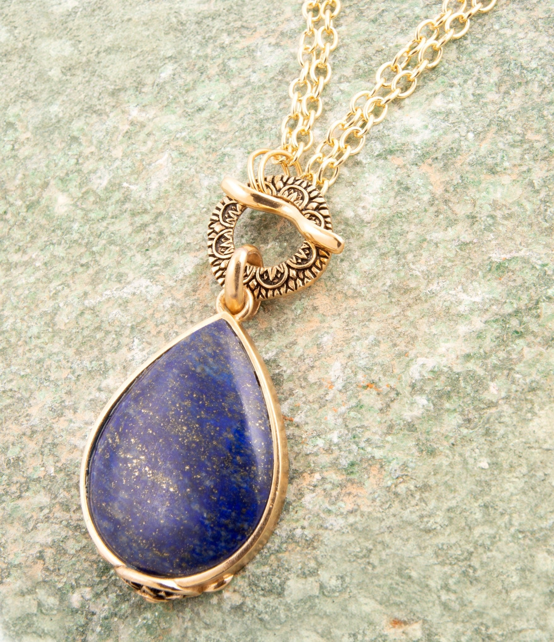 Abby Blue Lapis Golden Pendant Necklace Barse Jewelry