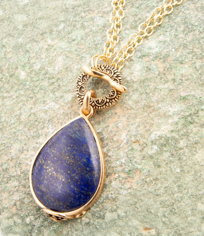 Abby Blue Lapis Golden Pendant Necklace Barse Jewelry