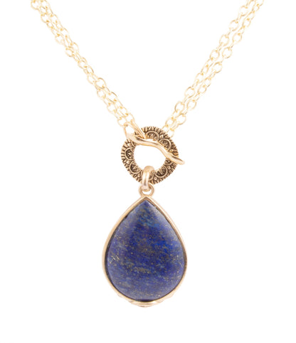 Abby Blue Lapis Golden Pendant Necklace Barse Jewelry