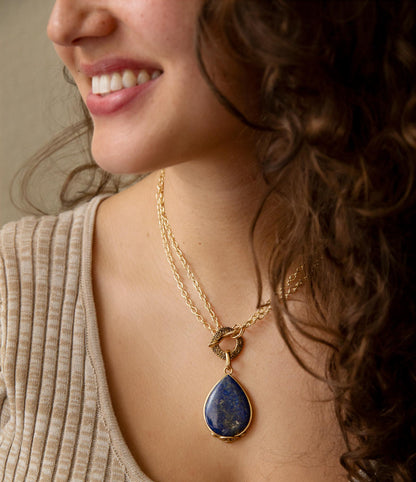 Abby Blue Lapis Golden Pendant Necklace Barse Jewelry