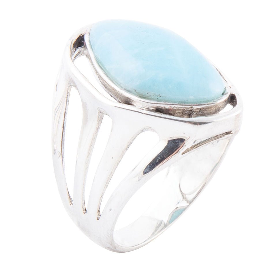 Abstract Blue Larimar and Sterling Silver Statement Ring Barse Jewelry