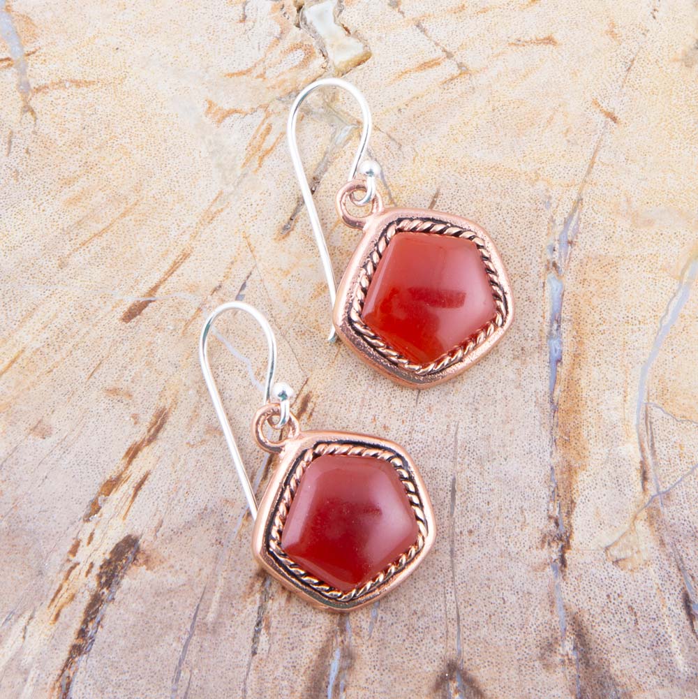 Abstract Carnelian and Copper Earrings Barse Jewelry