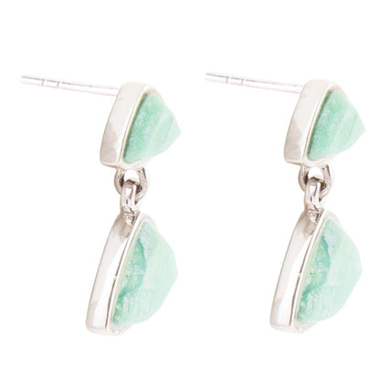 Abstract Green Chrysoprase Sterling Silver Drop Earrings Barse Jewelry