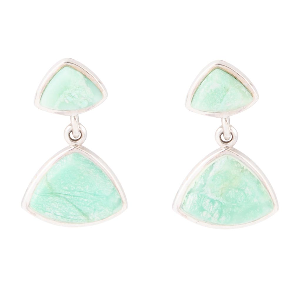 Abstract Green Chrysoprase Sterling Silver Drop Earrings Barse Jewelry