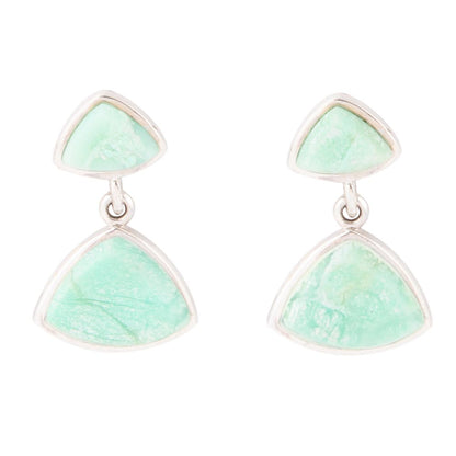 Abstract Green Chrysoprase Sterling Silver Drop Earrings Barse Jewelry