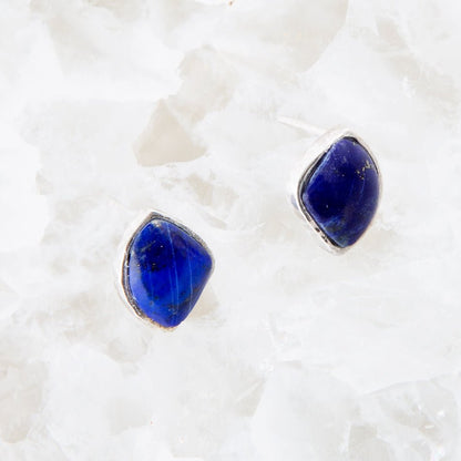 Abstract Blue Lapis and Sterling Silver Post Earrings Barse Jewelry