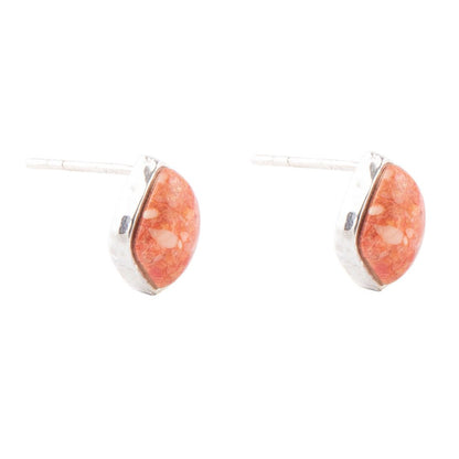 Abstract Orange Sponge Coral and Sterling Silver Stud Earrings Barse Jewelry