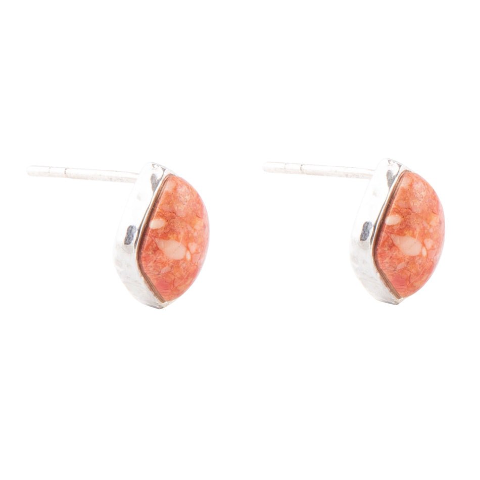 Abstract Orange Sponge Coral and Sterling Silver Stud Earrings Barse Jewelry