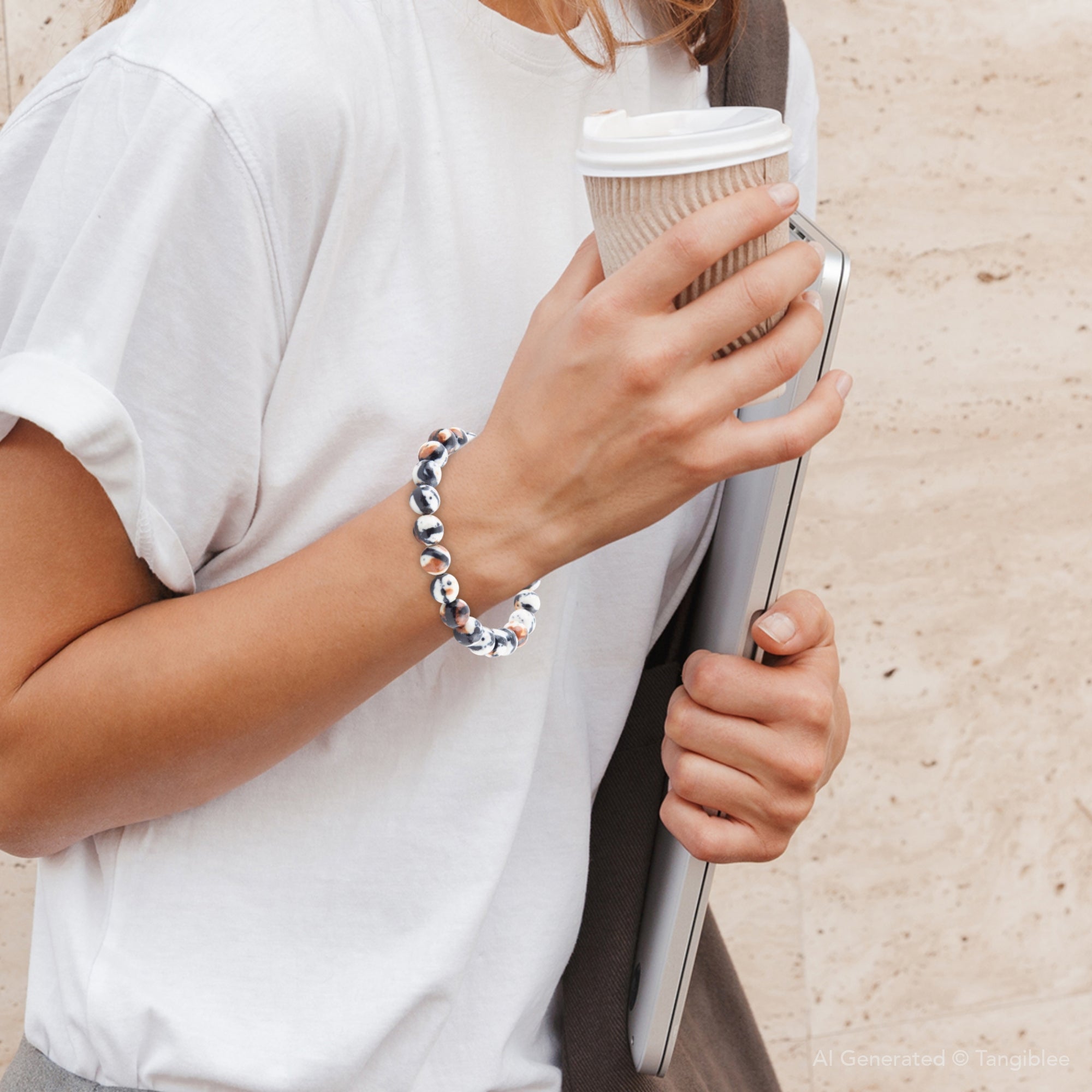 Agate Black and White Stretch Bracelet Barse Jewelry