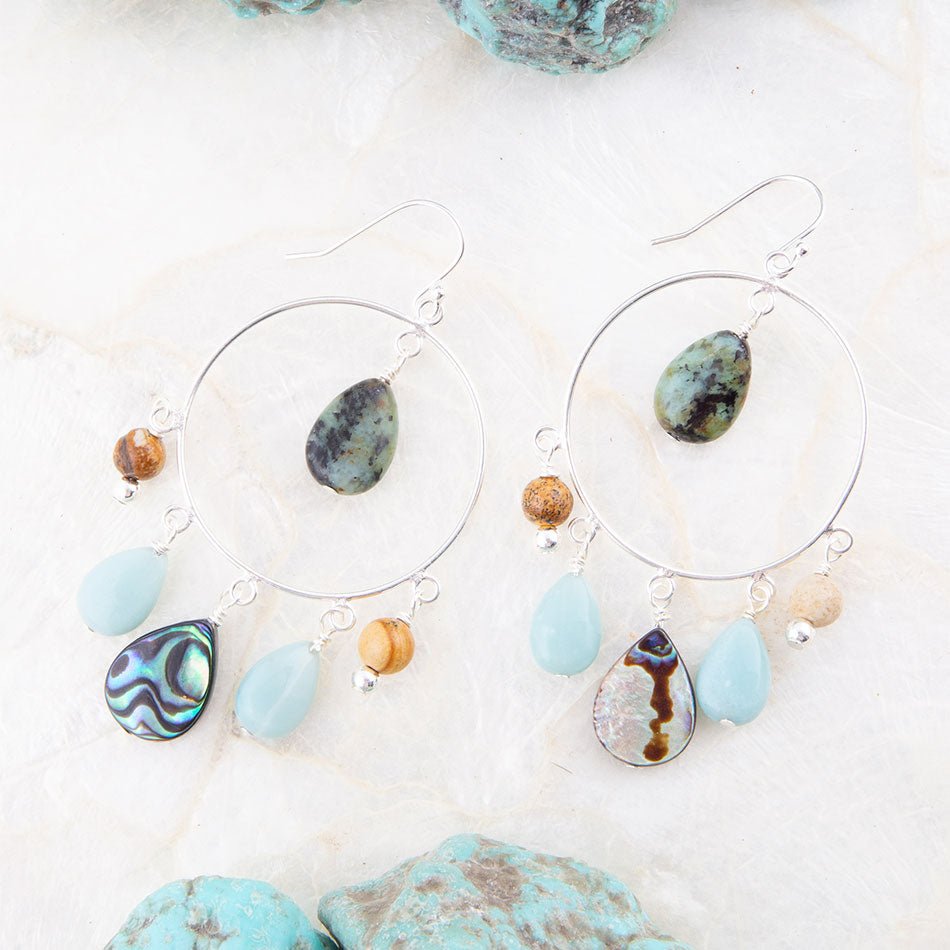 Ajo Abalone Sterling Silver Circle Earrings Barse Jewelry