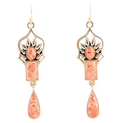 Albie Orange Sponge Coral and Golden Drop Earrings Barse Jewelry