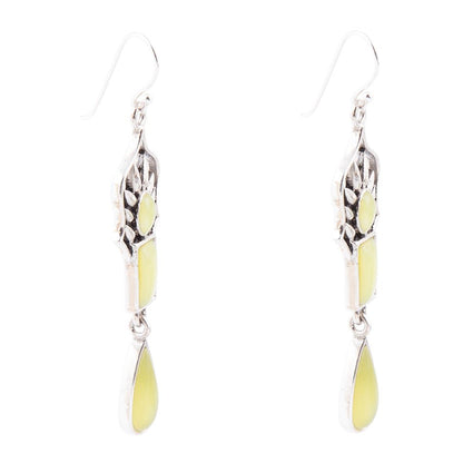Albie Yellow Jade and Sterling Silver Drop Earrings Barse Jewelry