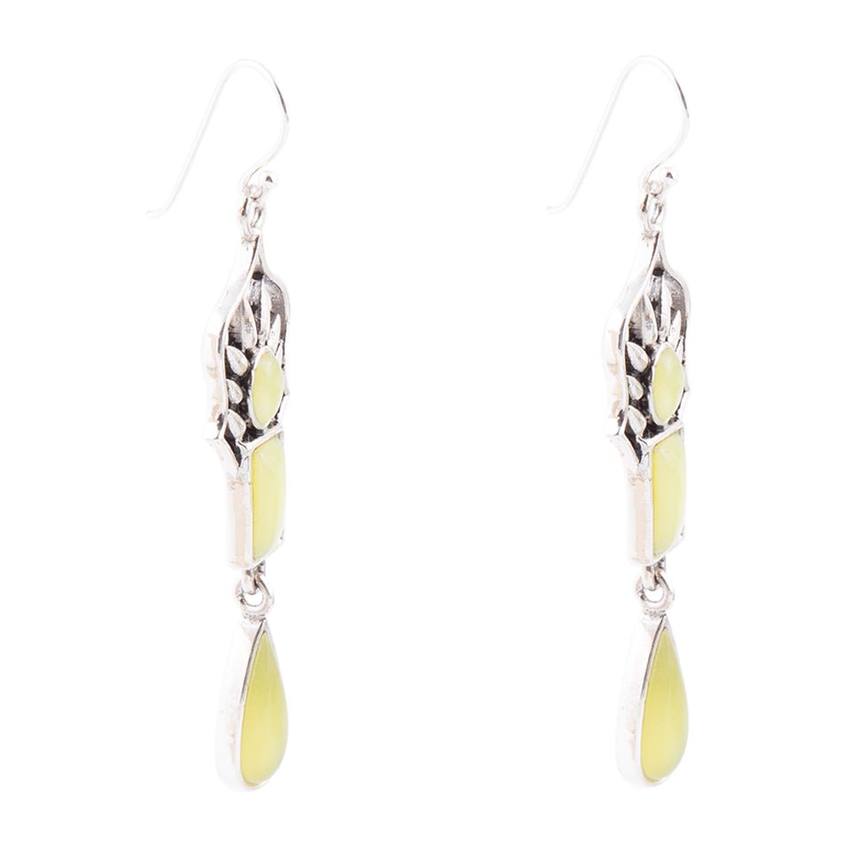 Albie Yellow Jade and Sterling Silver Drop Earrings Barse Jewelry