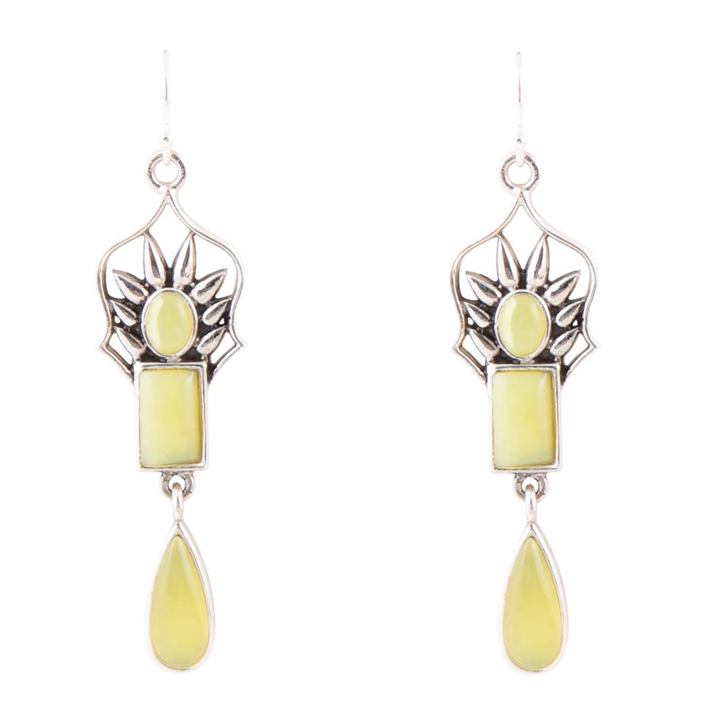 Albie Yellow Jade and Sterling Silver Drop Earrings Barse Jewelry
