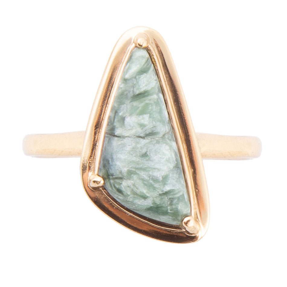 Alpine Green Seraphinite and Golden Bronze Ring Barse Jewelry