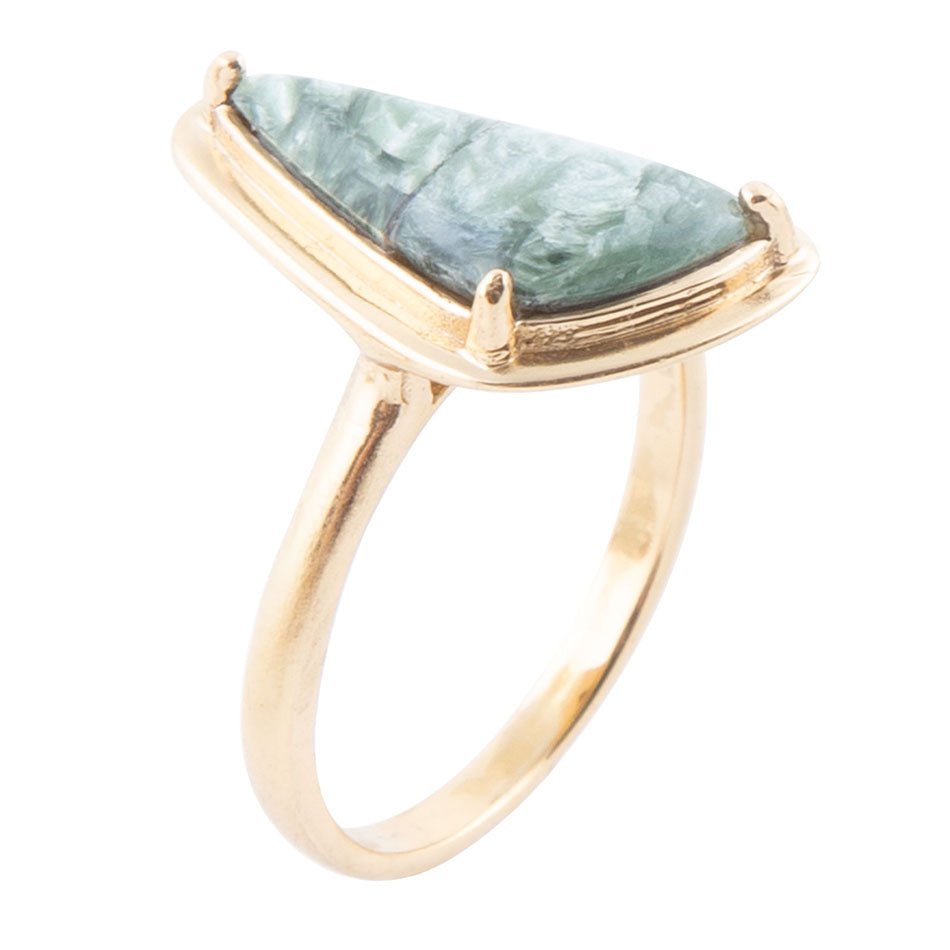 Alpine Green Seraphinite and Golden Bronze Ring Barse Jewelry