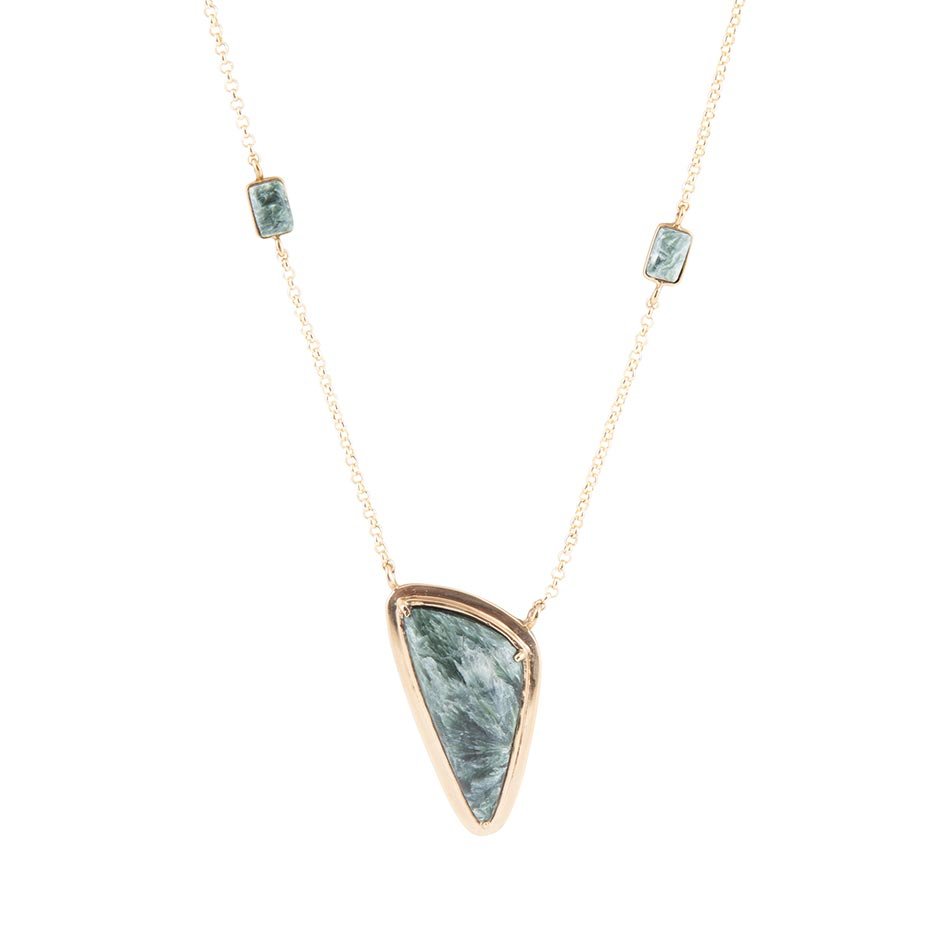 Alpine Green Seraphinite and Golden Necklace Barse Jewelry