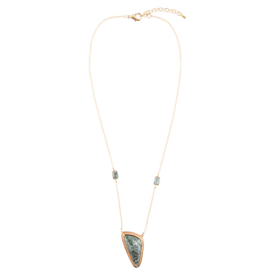Alpine Green Seraphinite and Golden Necklace Barse Jewelry