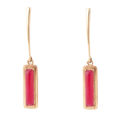 Alpine Red Bordeaux Quartz and Golden Bronze Drop Earrings Barse Jewelry