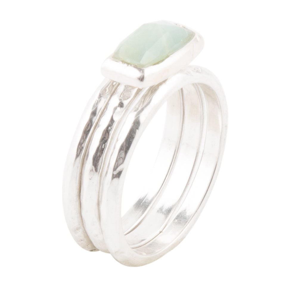 Blue Amazonite and Sterling Stacking Ring Set Barse Jewelry