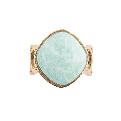 Blue Amazonite and Golden Bronze Circle Dance Ring Barse Jewelry