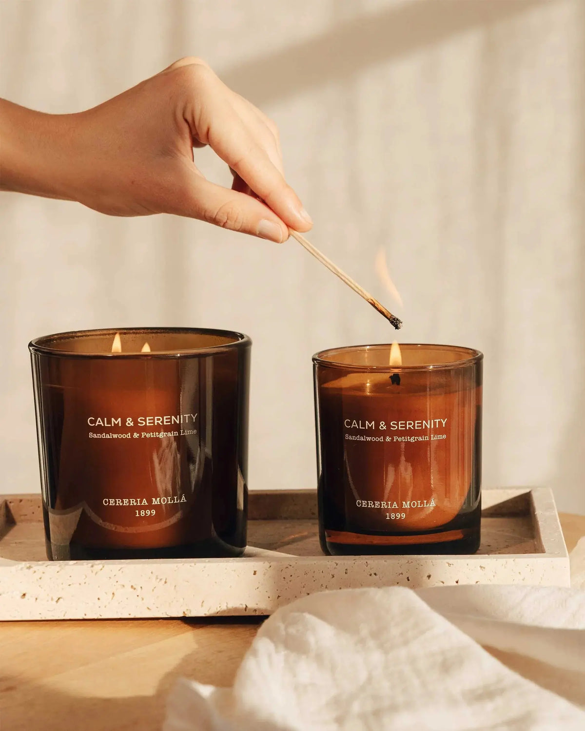 Cereria Molla - Wellbeing Sandalwood & Petitgrain Lime Candle — lifestyle view