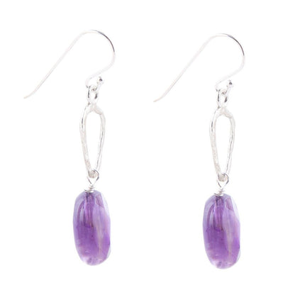 Amethyst and Sterling Silver Drop Earrings Barse Jewelry