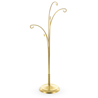 5-Arm Scroll Tree Branches Gold Metal Ornament Display Stand 14.5 Inches (Poland)