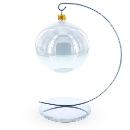 Solid Round Base Silver Metal Ornament Display Stand 7.8 Inches (Poland)