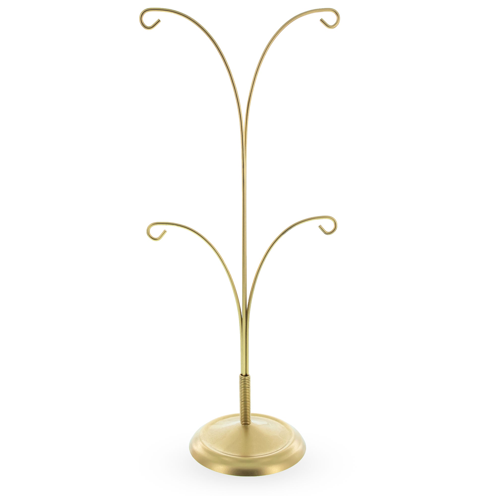 4-Arm Tree Branch Gold Metal Ornament Display Stand 12 Inches (Poland)