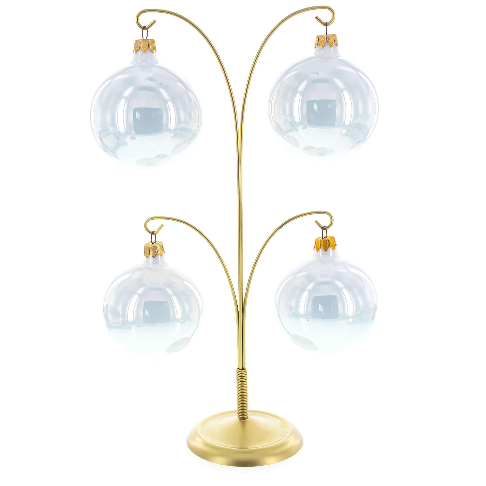 4-Arm Tree Branch Gold Metal Ornament Display Stand 12 Inches (Poland)