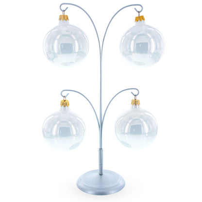 4-Arm Tree Branch Silver Metal Ornament Display Stand 12 Inches (Poland)