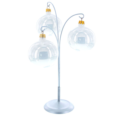 3-Arm Botanical Style Silver Metal Ornament Display Stand 12 Inches (Poland)