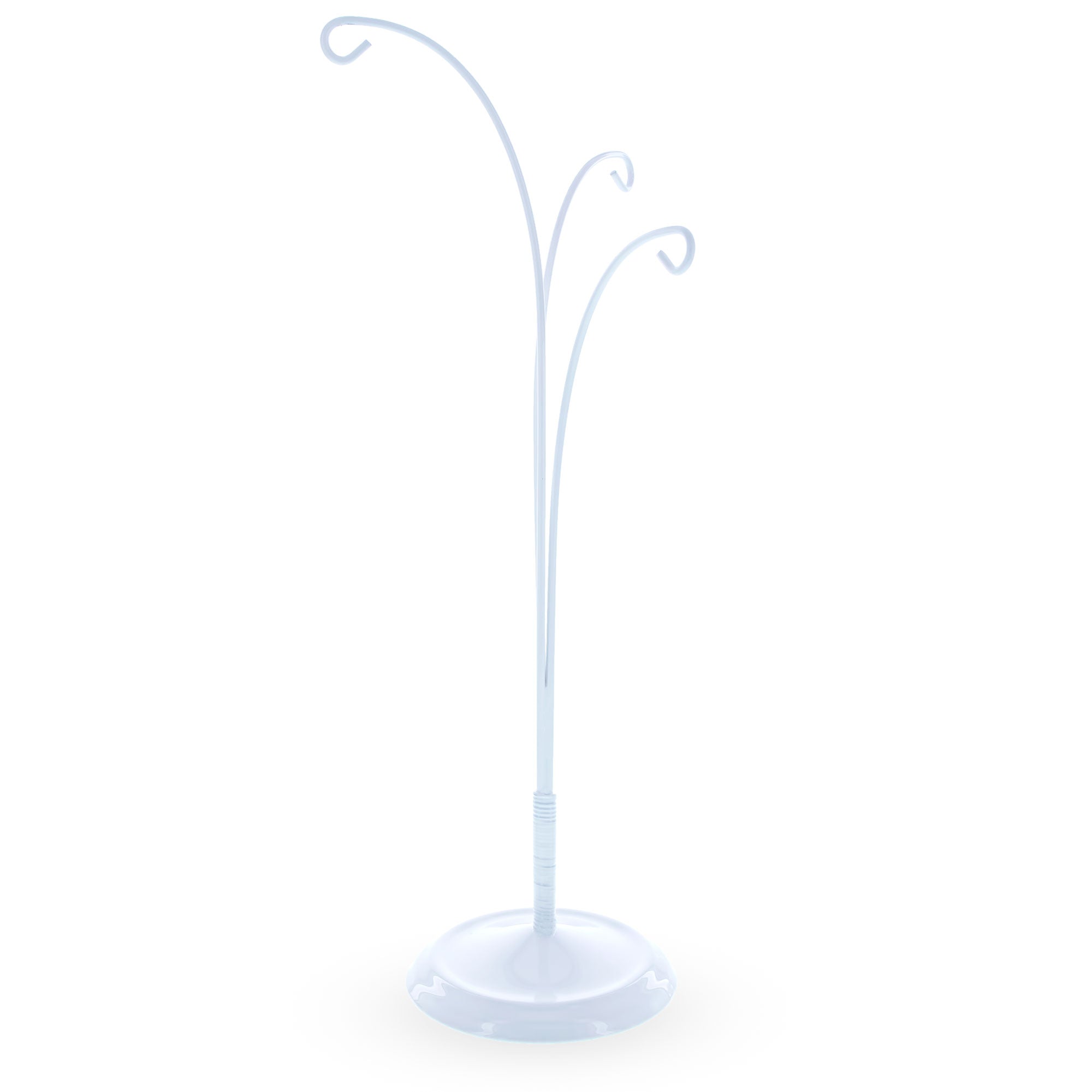 3-Arm Botanical Style White Painted Metal Ornament Display Stand 12 Inches (Poland)