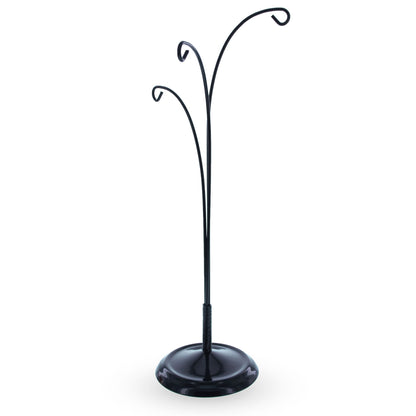 3-Arm Botanical Style Black Painted Metal Ornament Display Stand 12 Inches (Poland)