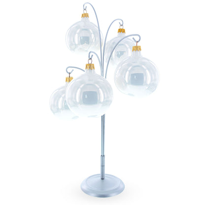 5-Arm Scroll Tree Branches Silver Metal Ornament Display Stand 14.5 Inches (Poland)