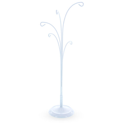 5-Arm Scroll Tree Branches White Painted Metal Ornament Display Stand 14.5 Inches (Poland)
