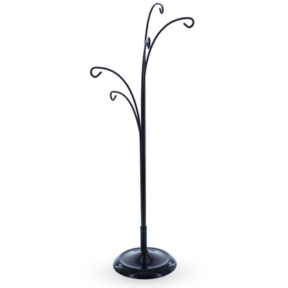 5-Arm Scroll Tree Branches Black Painted Metal Ornament Display Stand 14.5 Inches (Poland)