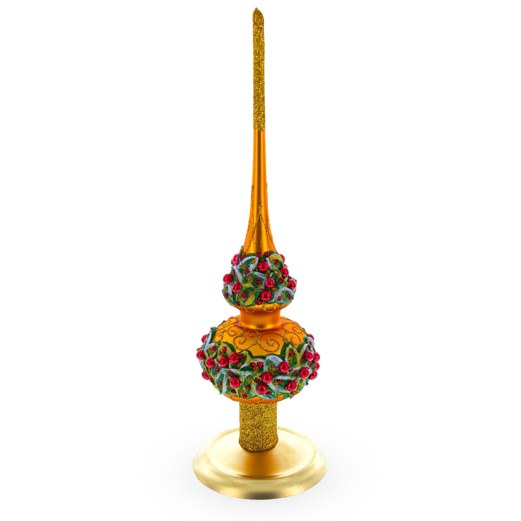Upright Gold Metal Christmas Tree Topper Finial Stand Display Stand 7.2 Inches (Poland)