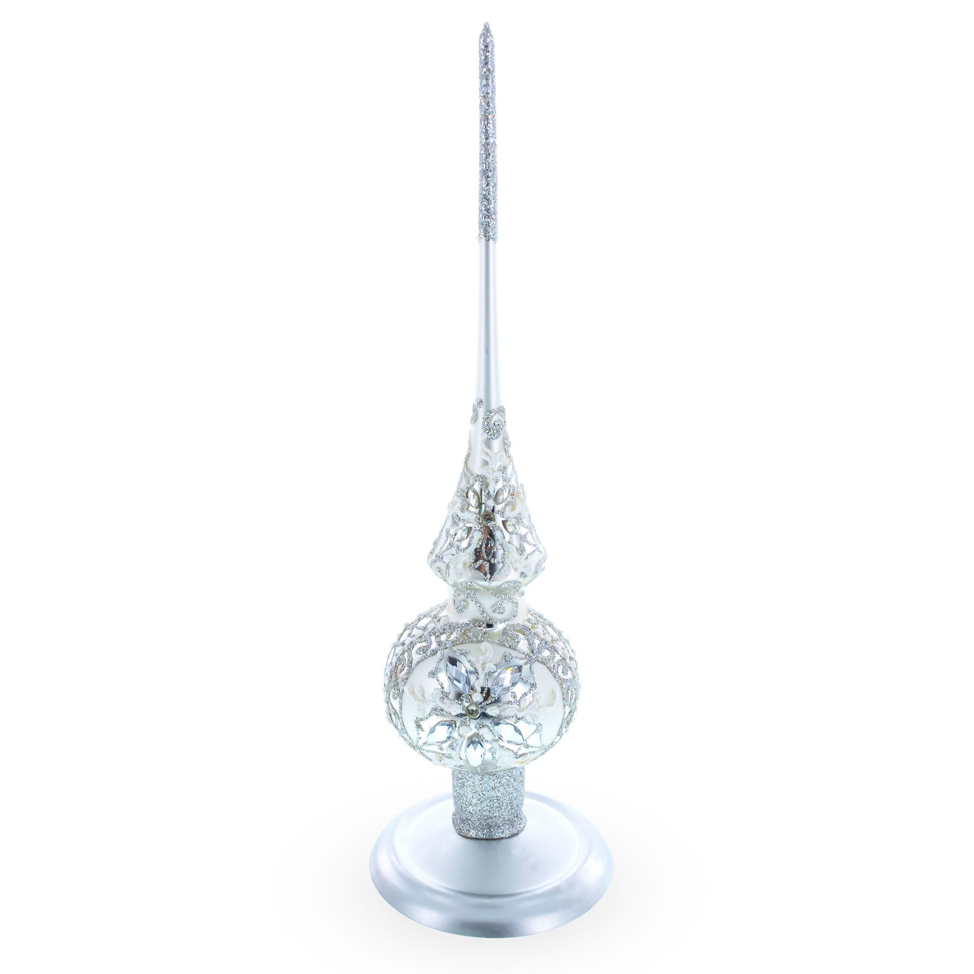 Upright Silver Metal Christmas Tree Topper Finial Stand Display Stand 7.2 Inches (Poland)