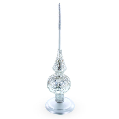 Upright Silver Metal Christmas Tree Topper Finial Stand Display Stand 7.2 Inches (Poland)