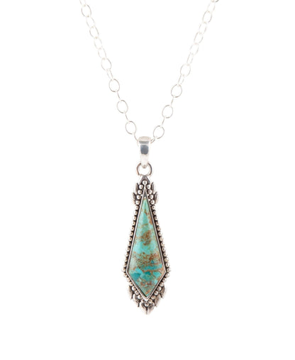 Anemone Long Diamond Turquoise and Sterling Silver Necklace Barse Jewelry