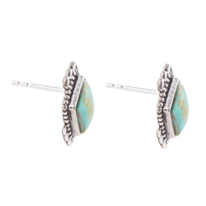 Anemone Petite Turquoise and Sterling Silver Stud Earrings Barse Jewelry